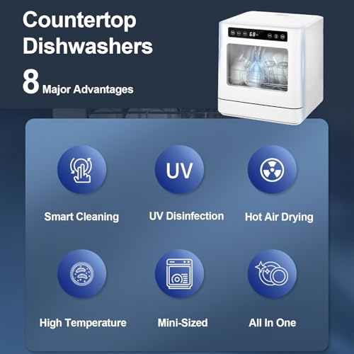 Mini lave-vaisselle de table compact automatique avec 5 modes de nettoyage - 3