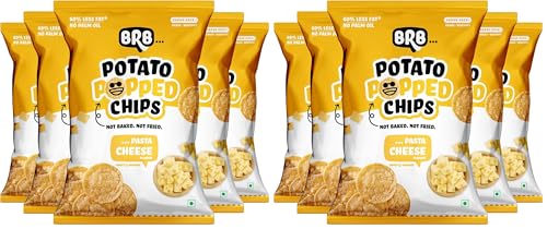 Image of BRB Popped Potato Chips | Pasta Cheese Flavour | Not Fried, Not Baked | 60% Less Oil, Lower Calorie, Healthy Snack | 5 x (48g /51g) Combo Pack (weight may vary) (Pack of 2)