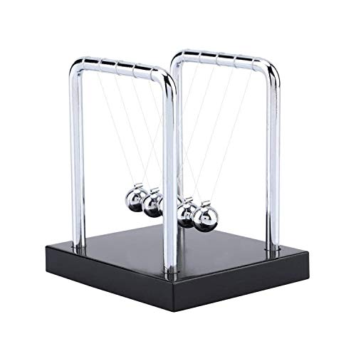 MOCOST Newton's Cradle,Balance Pendulum Ball, Office Games Desktop Decoration& Physics Science Toys, Calm Down Kit Avoid Anxious Cool Fun Gadgets, Metal Pendulum Balls Made of Wooden Base & Steel Ball