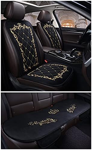 車用 シートカバーセット カーシートクッショ 前座席用2枚 後部座席用1枚 カーシートカバー 座布団 シートクッション 座席シート 3枚組 カー用品 通気 旧汗 吸湿 四季に使用可 5枚組 黒と金 車 バイク