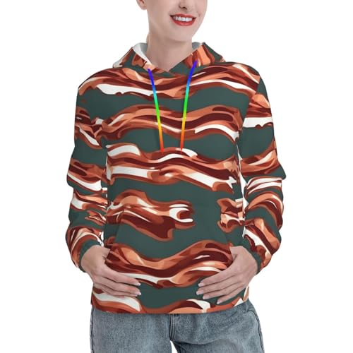 Sweat à capuche bacon femme polyvalent pull ajusté quotidien