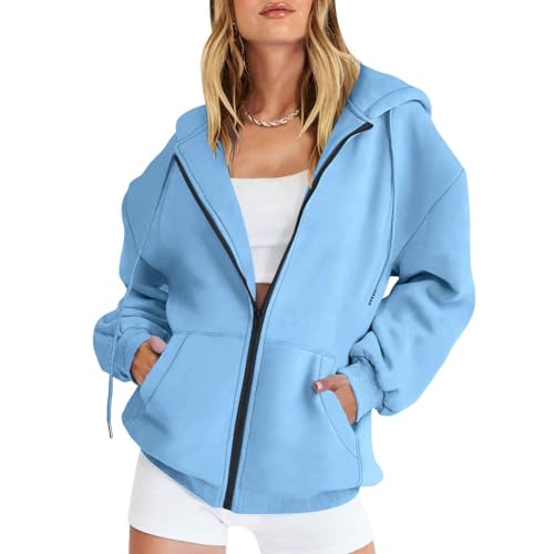 Sudadera con capucha para mujer azul celeste de algodón cómodo talla M modelo A62 2