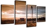 Western Decor Farmhouse Wall Art - Rustic Barn Windmill Pictures Wall Decor Country Plains Dusk Land