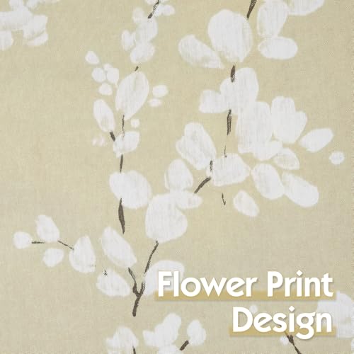Image of FMFUNCTEX Beige-White Valance Curtains for Windows Print Blossom Sunlight Filtering Window Panels for Cafe Natural Themed Valance Drapes 1 Panel 54 inchW x 15 inch L