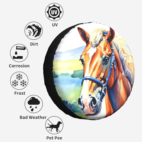 Image of Horse Spare Tire Cover Wheel Protector Weatherproof Wheel Cover Universal Decorative Accessories for Camper RV SUV Travel Trailer 17 inch