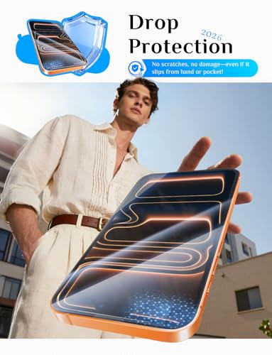 Image of MAGIC JOHN for iPhone 17 Pro Max Screen Protector Tempered Glass 6.9 inch | 2Pack, Auto Dust-Elimination, Easy Installation, Bubble Free, HD Clear