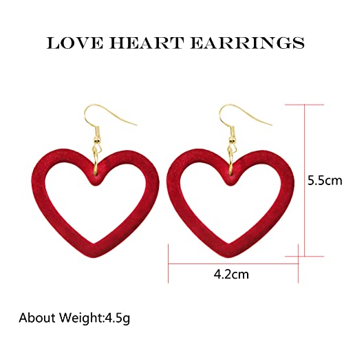 Red Heart Earrings For Women Girls Heart Statement Earrings Hollow Pink Love Heart Hoop Earrings Valentine's Day Gifts Jewelry(Red) #TOP6