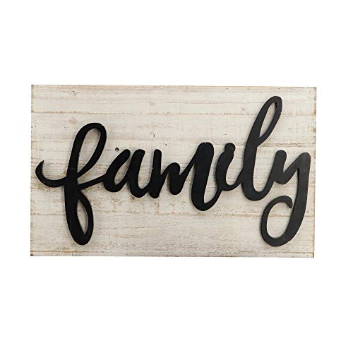 Paris Loft Family Wood Signs for Home Decor, Rustic Farmhouse Family Decor White Washed Finishing Background and 3D Black Lettering