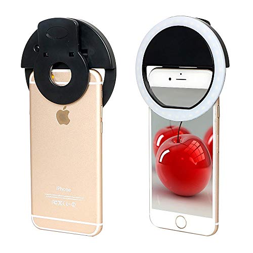 Luz de Selfie Ring Light Anel Led Flash Celular Tablet Smartphone Recarregável Preto
