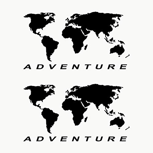 Autodomy Naklejki Mapa Świata Kula Ziemska Adventure Off Road 4x4 | Zestaw 2 Sztuki Naklejki na Zewnętrzną Część Samochodu | Winyle do Samochodu Kolor Czarny