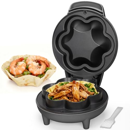 SurgarWhisk Tortilla Bowl Maker, Quesadilla Maker, Taco Tuesday Kit With Tostada Shells Mold Bowls, Taco Shell Mold Bowls Perfect For Baked Taco Bowls, Taco salad, Tostadas, 7-inch tortillas, Graphite