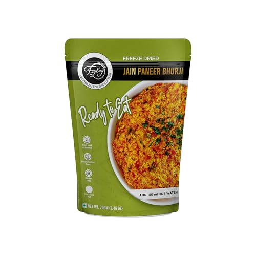 Image of FzyEzy Freeze-Dried Jain Paneer Bhurji - 70g | Authentic Jain Vegetarian Cuisine | Instant Gourmet Delight | No Onion, No Garlic | Ready-to-Eat Jain Meal | Gluten-Free & Preservative-Free | Convenient Travel-Friendly Indian Dish