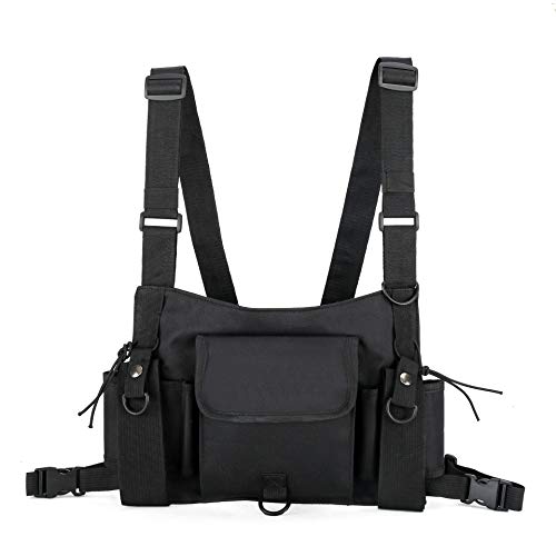 HXSZWJJ Tactical Chest Bag For Men Fashion Hip Hop Vest Streetwear Bag Waist Pack Women Black Chest Rig Bag (Color : Big)