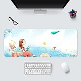 YRUJBT Tapis de Souris XXL Gaming Fille de dessin animé petit bateau en papier Mouse Pad Multifonction Grand sous Main Bureau 800x300x2mm Surface Spéciale Améliore la Vitesse et la Précision pour Jeux
