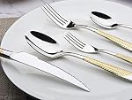 Gold Silverware Set 60-Piece Stainless Steel Flatware Cutlery Set Service for 12 Kitchen Tableware Utensil Set Includes Knives Spoons Forks for Home Kitchen Restaurant