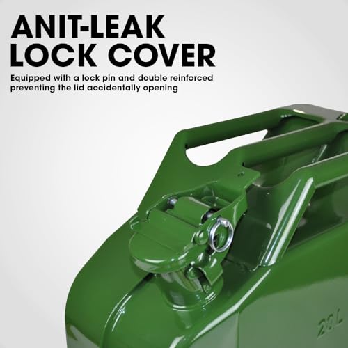 RocwooD Jerry Fuel Can 20 Litre Army Green Metal Gas Diesel Gasoline Petrol Oil Durable Travel 3 Welded Handles Portable Container For Cars Trucks Motorcycle Extension Spout 8 RocwooD Jerry Fuel Can 20 Litre Army Green Metal Gas Diesel Gasoline Petrol Oil Durable Travel 3 Welded Handles Portable Container For Cars Trucks Motorcycle Extension Spout - Image 8