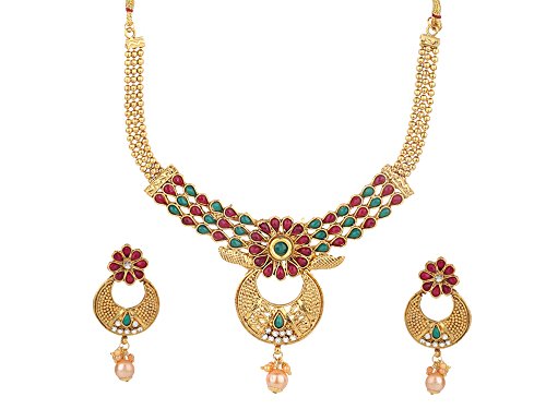 Efulgenz Indian Bollywood Traditional Kundan Polki Bridal Wedding Choker Necklace Earrings Jewelry Set for Women