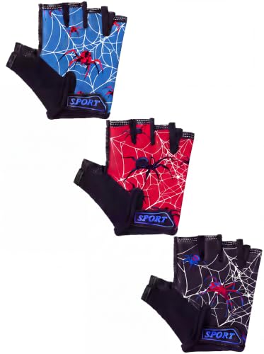 Image of Boao 3 Pairs Kids Half Finger Bike Gloves