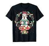 Pollo en champiñones con sombrero de Santa Corona de Navidad Navidad Camiseta