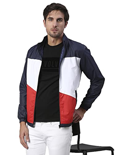 Image of Dennis Lingo Polyester Regular Fit Full Sleeves Men's Color Block Shell Jacket with 2 Pockets - Lightweight Casual Winterwear for Men