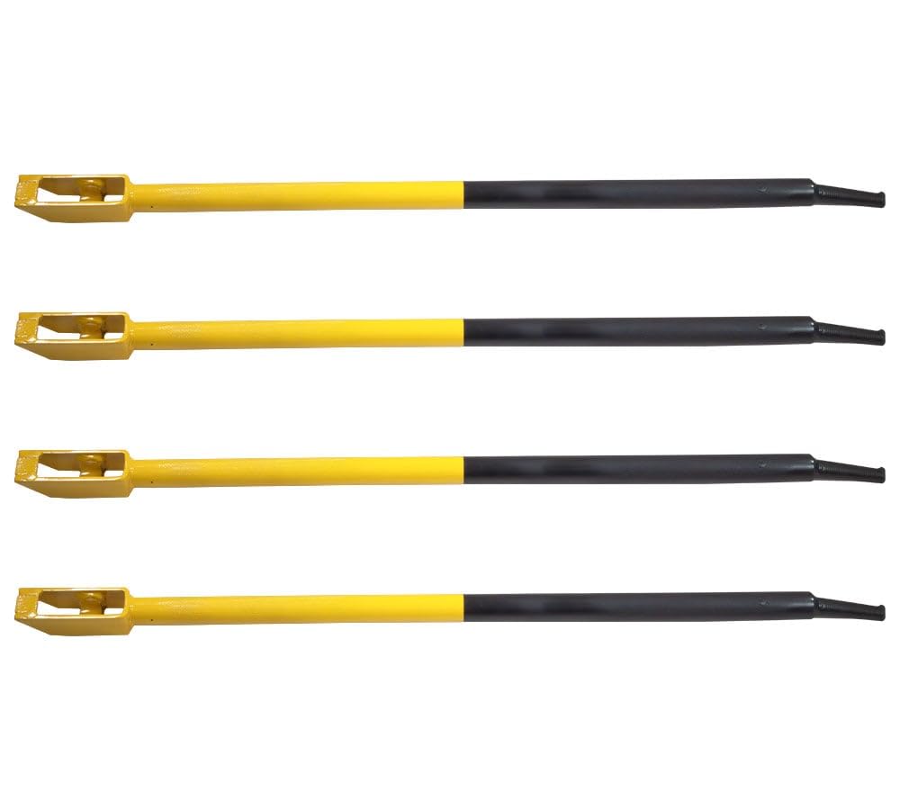 4 Pack 40" Combination Winch Bar for Flatbed Trailer - Black &amp; Yellow Powder Coated Carbon-Steel Combo Winch Bar with Non-Slip Handle &amp; Square Head for Chain Lever Binders