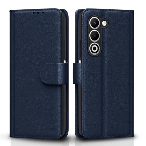 Image of Amazon Basics Flip Cover for Oppo A5 5G Leather Finish | Wallet Stand and Shock Proof | Inside TPU with Card Pockets | Complete Protection Flip Case (Blue)