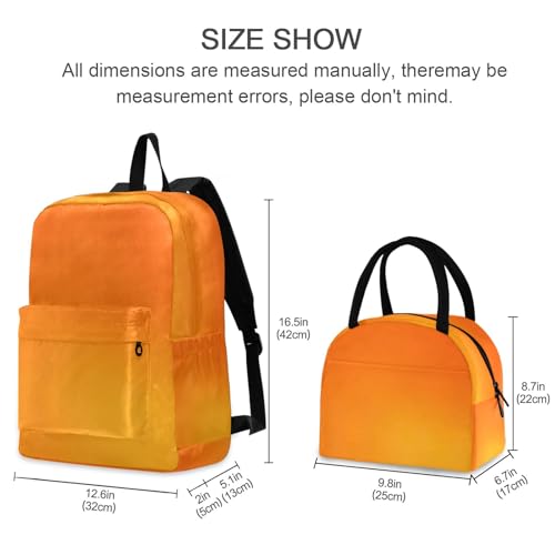 Kids Backpacks Insulated Waterproof Backpack, Girls Bookbag with Lunch Box, Bright Orange2