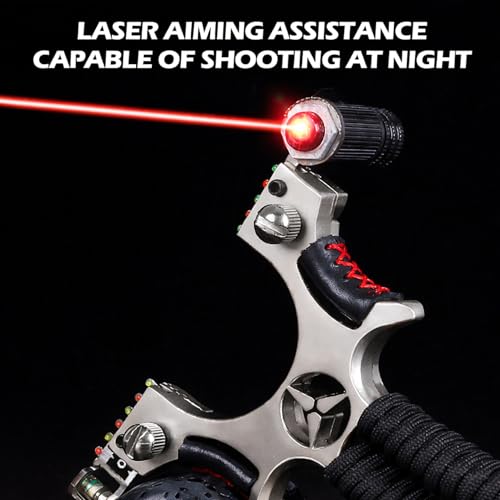 Image of Slingshot Heavy Duty Metal Catapult with Laser Sight Stainless Steel Frame for Adults Beginners Outdoor Target Practice Professional Gulel Slingshot Multicolor (Handle with Grip)