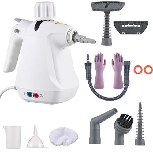 Ręczny odkurzacz parowy z 11 akcesoriami i zbiornikiem 500 ml – przenośny wielofunkcyjny parowar do sofy, tapicerki, samochodu i użytku domowego