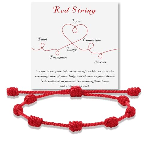 GolbalJew Red String Bracelet for Women Adjustable Gold Heart Initial Bracelets Red Cord Bracelet for Protection and Good Luck, Birthday Christmas Gift