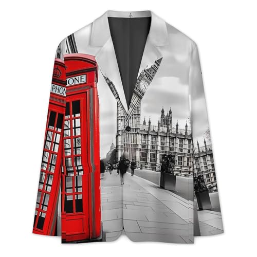 London Telephone Booth and Big Ben Men's Casual Blazers Slim Fit Sport Coats Blazer Two Buttons Suit Jacket for Work Party3