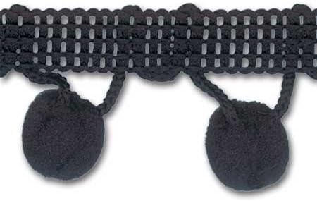 Trimplace Black 1-1/4" Ball Fringe with 1/2" Pom Pom 18 Yards