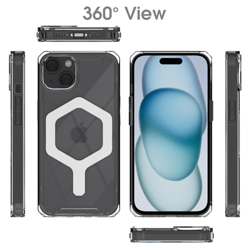 Image of Pikkme Back Cover for iPhone 15 Mag-Safe PC + TPU Transparent Hybrid Shock Absorption Bumper Case (Transparent Mag-Safe)