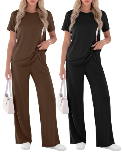Ficerd - Ficerd Maternity Nursing Pajama Set - 2 Pack Nursing Sleepwear in Brown and Black, Large - Best Deal on Amazon