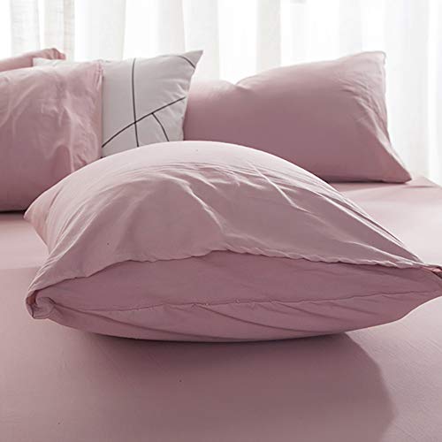 Housse de couette en lin lavé double king size 4 pièces lit blanc - 3