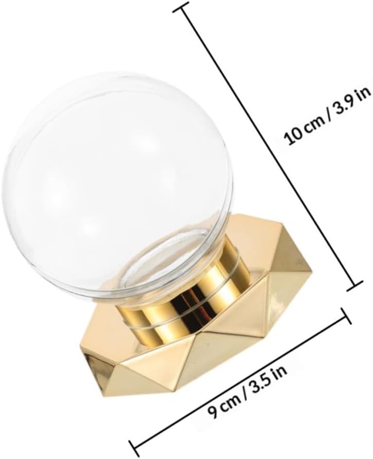 Happyyami 2pcs Baseball Display Box with Gold Base, Plastic Baseball Holder and Sphere Stand for Home and Office Memorabilia Storage and Decoration
