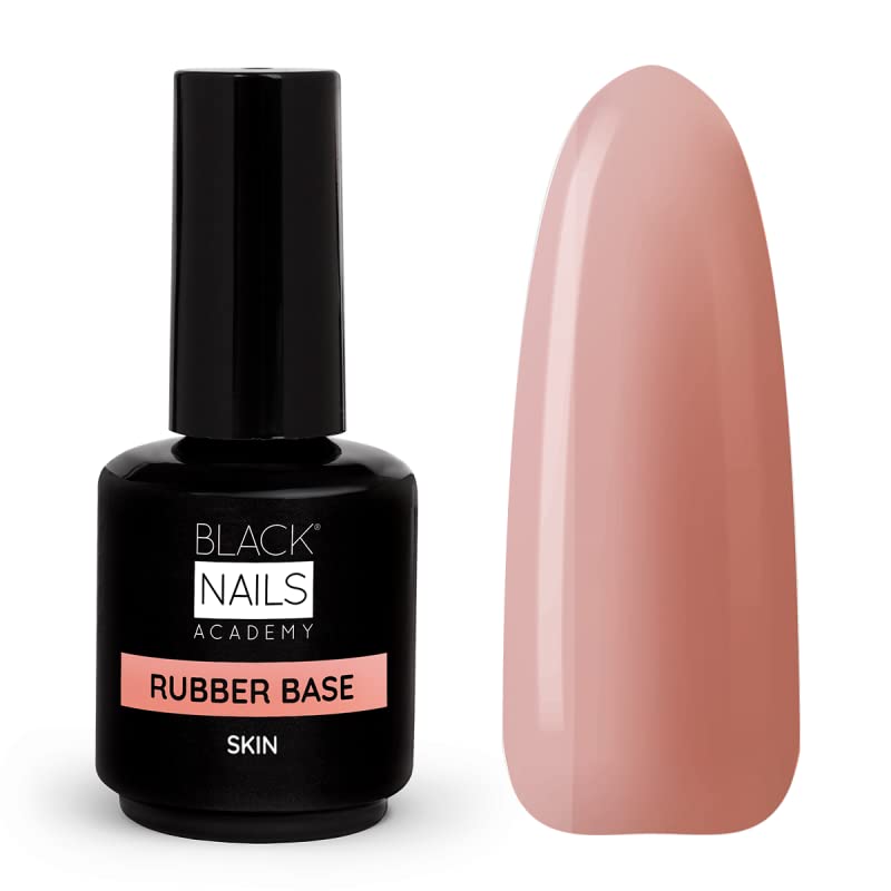 RUBBER BASE SKIN 15ML - BASE DE CAUCHO CON GRAN FLEXIBILIDAD - IDEAL PARA LAS UÑAS FINAS, DEBILITADAS Y QUEBRADIZAS - BLACK NAILS