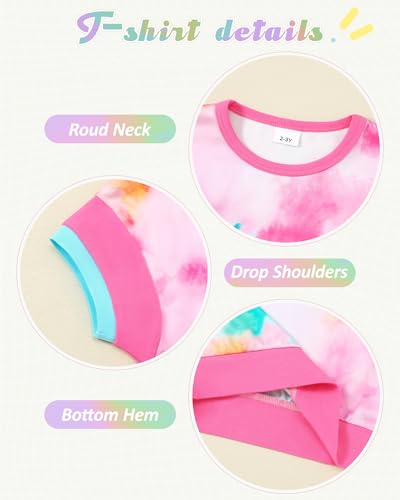 Image of SANMIO Toddler Girl Clothes Summer Toddler Girls Color Block Short Sleeve Shorts Sweatsuit Outfits 2 Piece Clothing Set