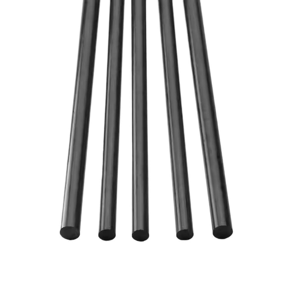 Lot de 10 tiges rondes en fibre de carbone, tiges noires en fibre de carbone solide, longueur 1 m, for avions RC, tige mate(4.0x1000mm)
