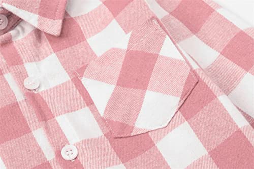 SANGTREE Boys and Mens Plaid Shirts Short Sleeve Flannel Shirt Casual Summer Button Down Shirts3