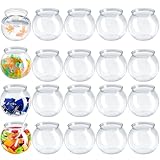 Eccliy 24 Pcs Clear Fish Bowls with Straws Ball Shape Plastic Bowl for Drinks Summer Drink Cups Unbreakable Goldfish Bowl for Christmas Candy Table Centerpieces Party Favors (27 oz)