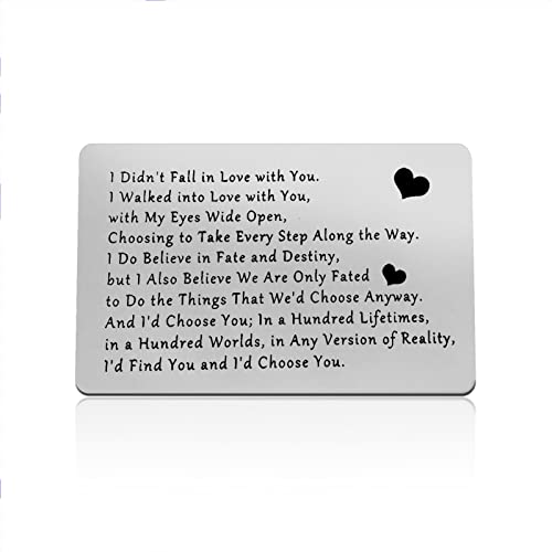 Anniversary Wallet Insert Card for Men, Women & Couples - 'I Choose You' Gifts for Husband, Wife, Groom, Bride, Boyfriend - Valentines Day, Birthday, Wedding, Deployment, Engagement