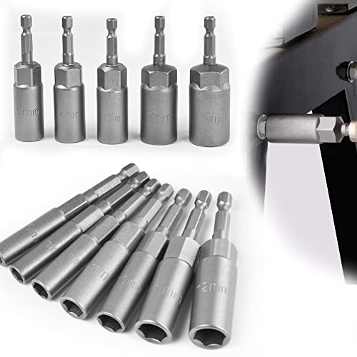 STCRERAG 12 PCS Douille Visseuse Magnétique 6-19mm Douille Visseuse à Choc en Acier Allié au Chrome Vanadium Adaptateur Hexagonal Magnétique pour Tournevis Électrique, Clé à Douille
