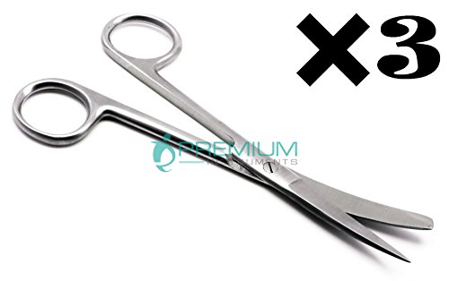 3× Medical Scissors Curved 5.5