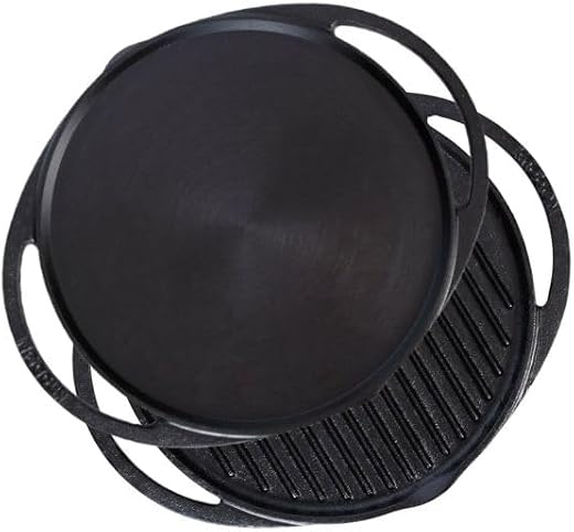 KNOBON Pre-Seasoned Cast Iron Flat Dosa/Roti/Paratha/Uttapam Tawa Pan with 2 Side Handle, Dosa Kallu, Iron Tawa Big Size N...