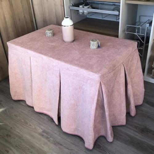 Ropa de Mesa Camilla Antimanchas Extragruesa (Rosa) en varias medidas - Falda Mesa Camilla, Enaguillas, Enaguas, Ropa Chenilla - Tejido Extragrueso Hipercalórico (140 x 80 cm (72 cm de Alto))