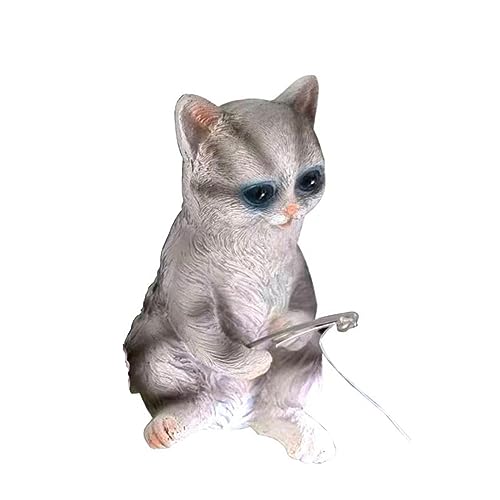 アカリウムガラスの壁のペンダント造園のための面白い釣りの子猫のかわいい魚タンクの漫画装飾彫像樹脂の置物と彫像