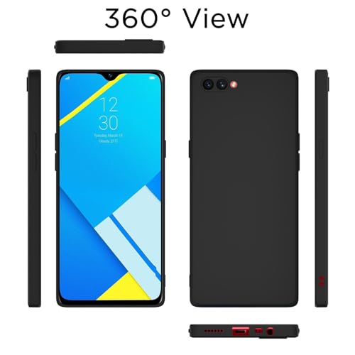 Image of Outlouders Back Cover for Oppo A3s / Realme C1 | Camera Protection | Durable Soft Matte Silicone Bumper Case (Black)
