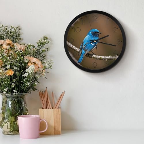 Horloge murale à chiffres imprimé oiseau bleu grand format - 4