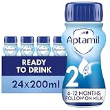 Aptamil 2 Follow On Baby Milk Ready to Use Liquid Formula 6-12 Months 200 ml (Pack of 24 bottles)